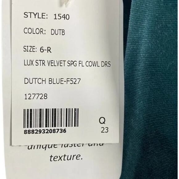 NWT After Six Lux Velvet Flutter Sleeve V Neck Maxi Dress Pockets 6 Dutch Blue - Picture 11 of 15